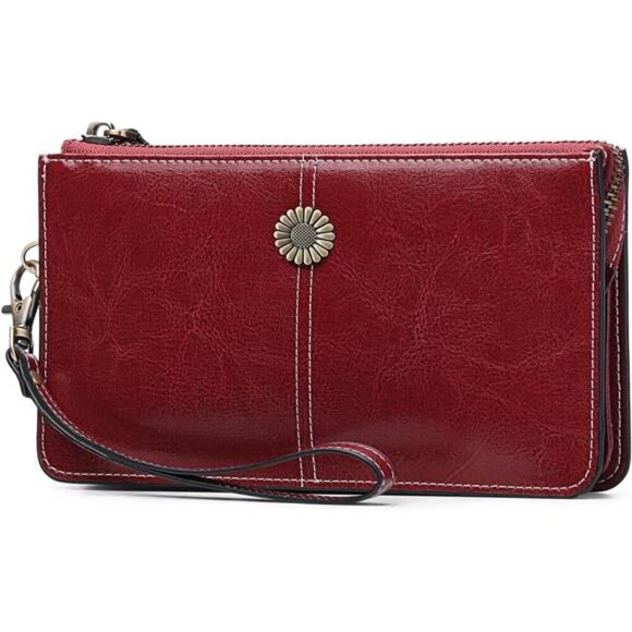 Handbags - Vegan Leather Wristlet for Womens Red
